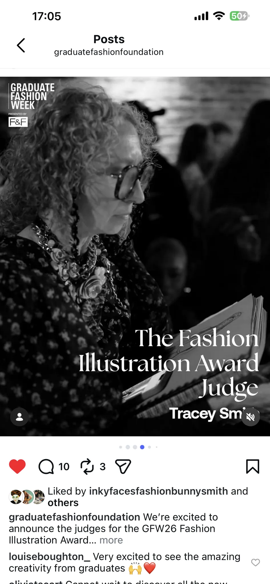 Catwalk look illustrated in ink and watercolour by Tracey Smith.